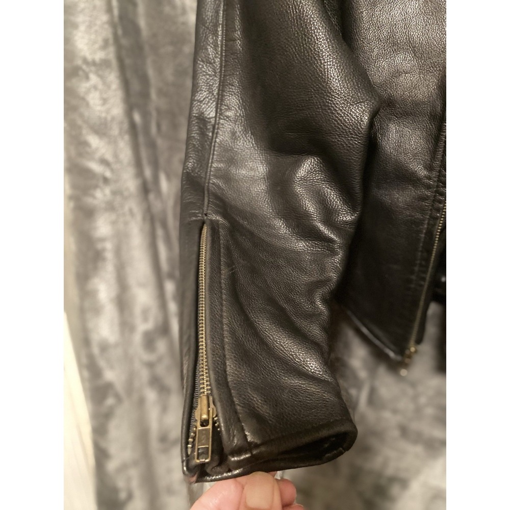Hot Leathers Women's Vtg Black Leather Motorcycle Sport Zipper Jacket Sz M USA - Picture 9 of 16